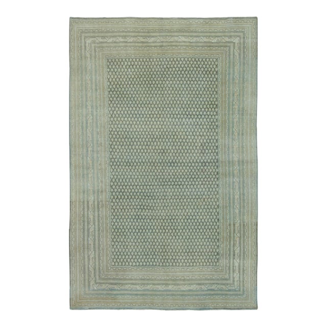 Antique Persian Saraband Rug With Intricate Boteh Grid in Green Hues - Rug & Kilim For Sale