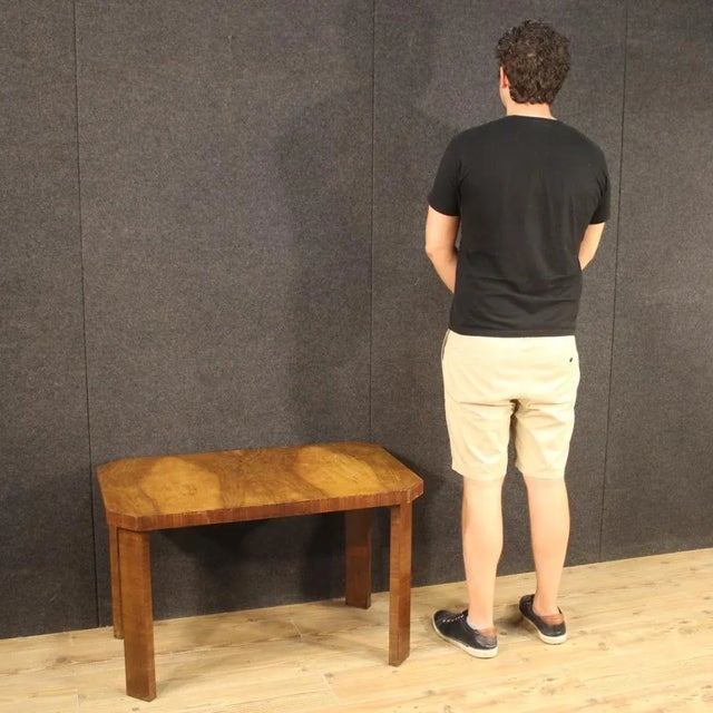 Italian coffee table from the mid-twentieth century. Beautiful Art Deco style walnut veneer furniture. Good size and...