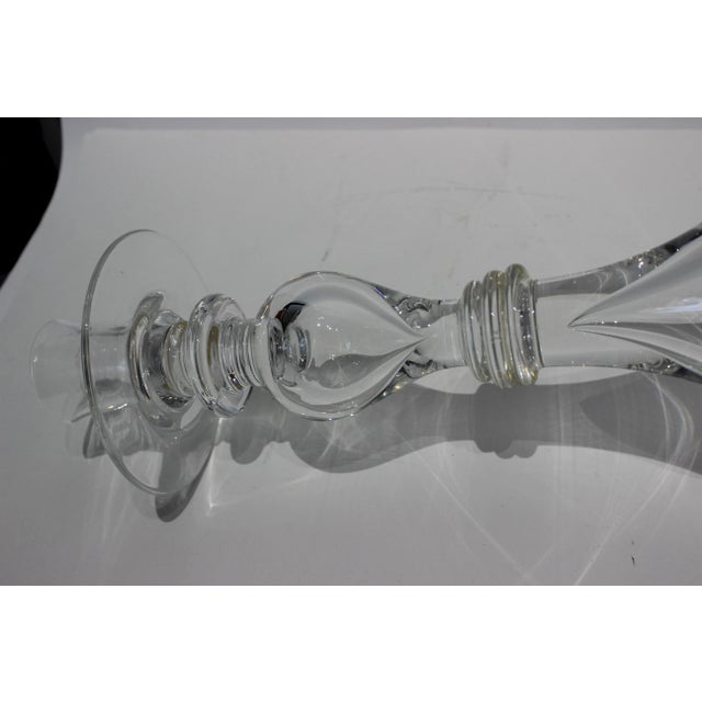 Glass Crystal Double Tear Drop Balustrade 19.5" Candle Holder Steuben Homage Signed by Artisan For Sale - Image 7 of 13