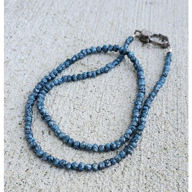 Raw Diamond Beaded Necklace Blue Sparkling Nuggets Great Layering Piece Gemstone Jewelry These are natural blue diamonds...
