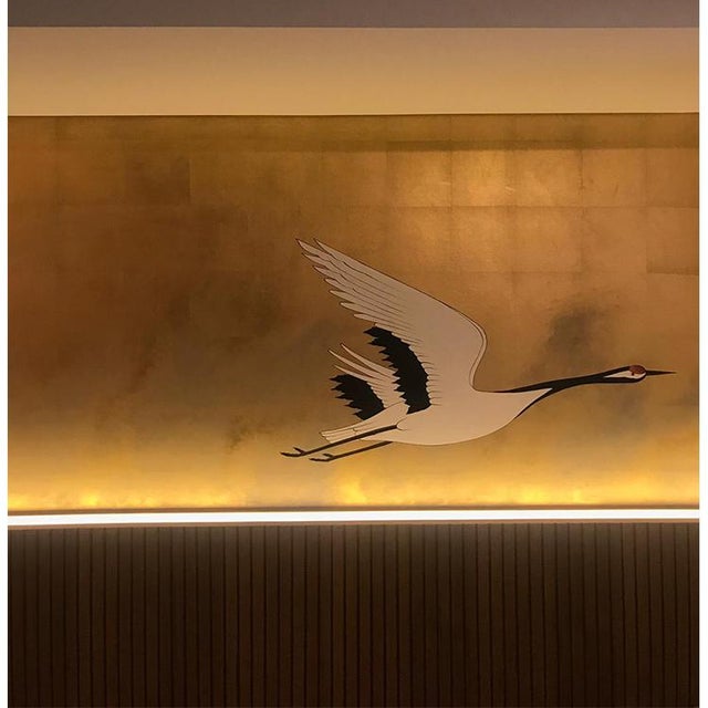 Not Yet Made - Made To Order Hand‑Painted Gold Leaf Crane Panoramic Mural Wall Panels For Sale - Image 5 of 8