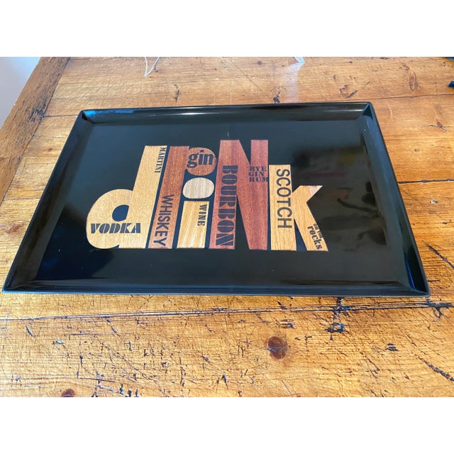 Mid 20th Century Mid 20th Century Couroc of Monterey "Drink" Bar/Serving Tray For Sale - Image 5 of 10