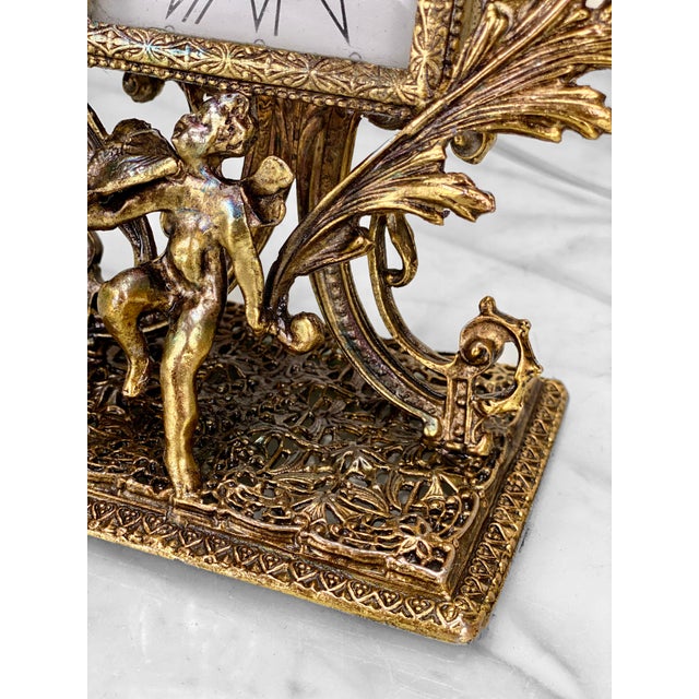 Vintage Rococo Style Cast Metal Gold Gilded Mantle Clock W/ Cherub Motif Chairish