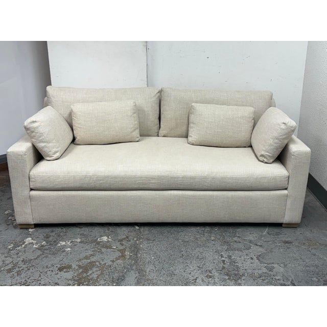 Textile Restoration Hardware Belgian Track Arm Bench Seat Sofa For Sale - Image 7 of 12