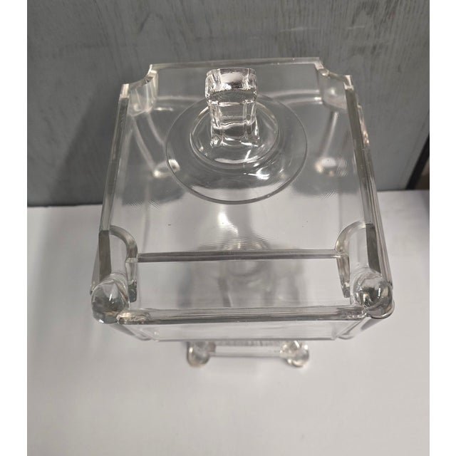 Glass Vintage Square Glass Footed Compote With Lid / 1880 Adams & Co. For Sale - Image 7 of 11
