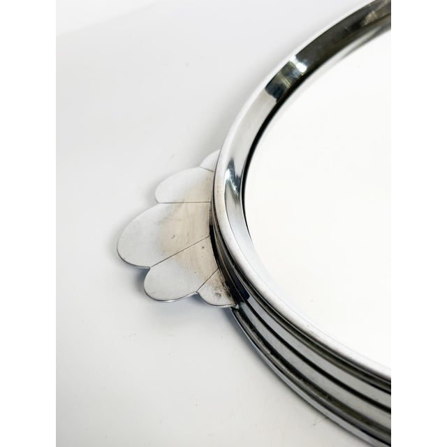 Metal Round Metal Tray with Mirrored Surface, France, 1940s For Sale - Image 7 of 12