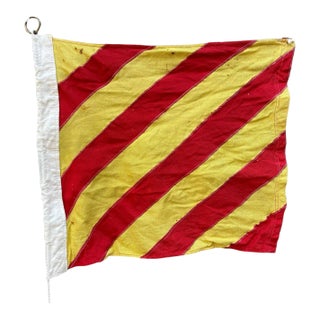 Authentic Vintage 1945 Wool American Navy Signal Flag Yachting Flag For Sale