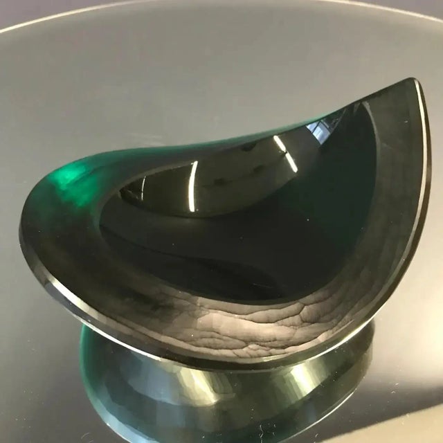 Vintage Green Teardrop Glass Ashtray For Sale - Image 3 of 7