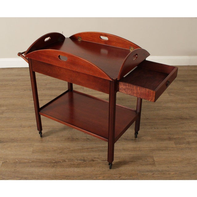 Chippendale Style Vintage Mahogany Butler's Tray Bar Cart | Chairish