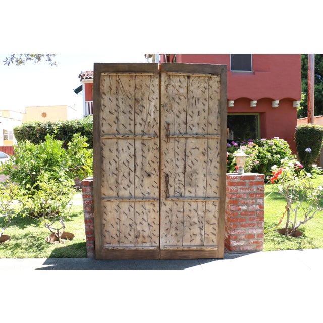 19th Century Moroccan Handcrafted Temple Entry Double Doors | Iron, Bronze & Wood | Architectural Salvage For Sale - Image 13 of 18