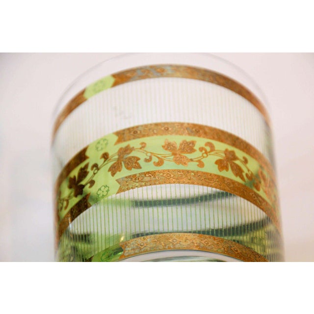 Vintage Culver Barware Cocktail Set Green and Gold Rock Glasses and Ice Bucket For Sale - Image 17 of 17