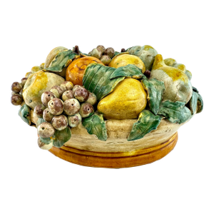 Large Italian Style Majolica Fruit Centerpiece Bowl, Mid-20th Century
