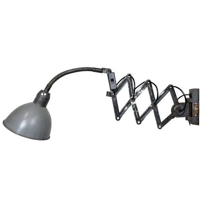 Industrial Scissor Wall Lamp in Grey from Elektroinstala, 1960s For Sale - Image 15 of 15