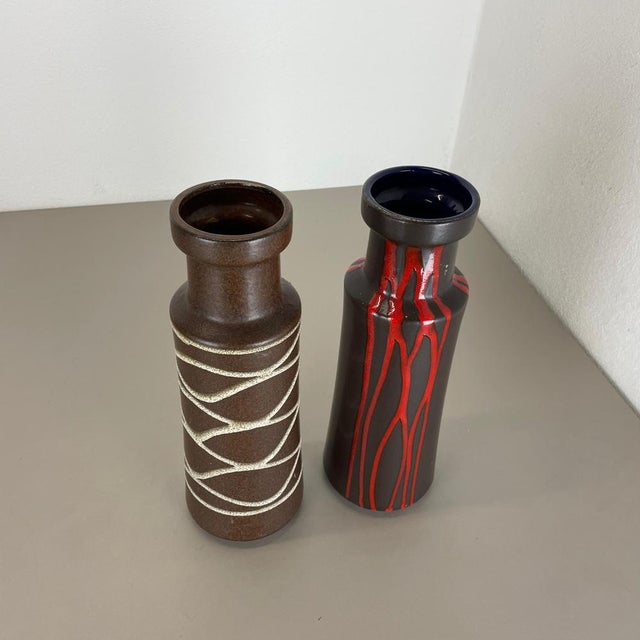 1970s Fat Lava Pottery Vases from Scheurich, Germany, 1970s, Set of 2 For Sale - Image 5 of 18
