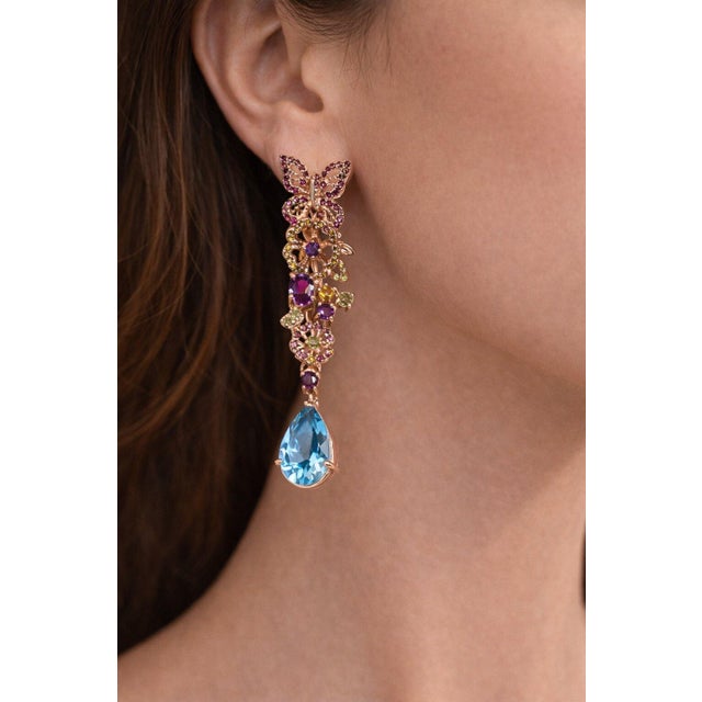 Late 20th Century Bochic “Capri” Vintage Sapphire, Amethyst & Peridot & Blue Topaz 18K Gold & Silver For Sale - Image 5 of 7