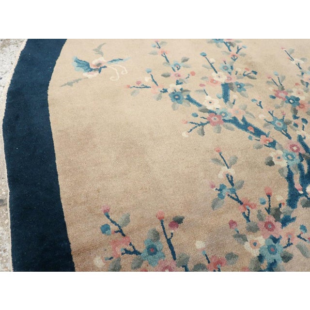 Art Deco Galerie Shabab Collection Mid-20th Century Chinese Art Deco Oval Accent Rug For Sale - Image 3 of 8