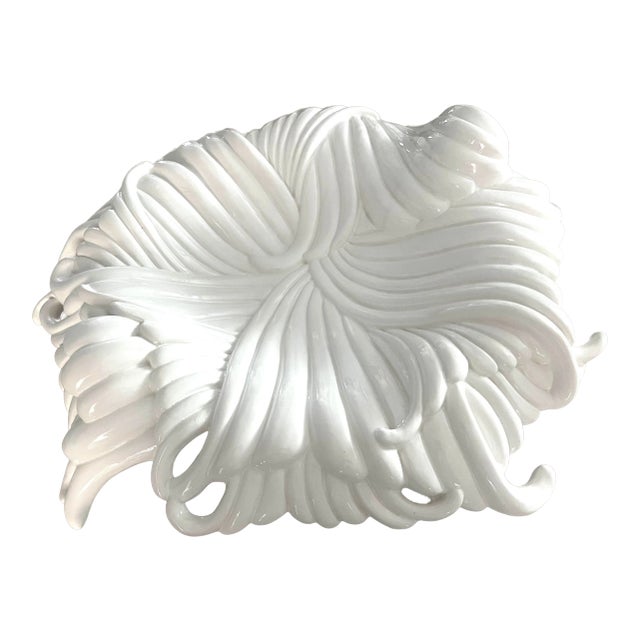 Vintage Artex International Large White Italian Ceramic Charger For Sale