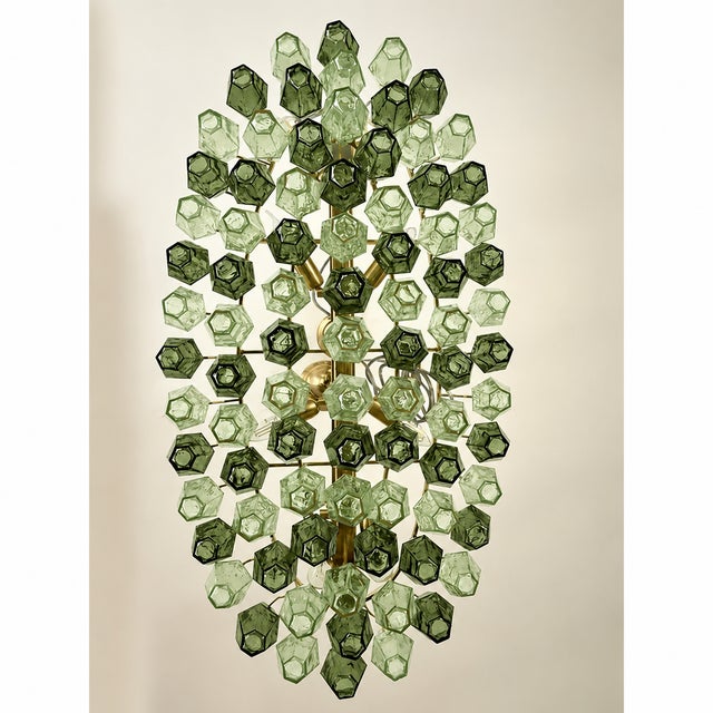 Contemporary Light and Dark Green “Poliedri” Murano Glass Chandelier by SimoEng For Sale - Image 4 of 11