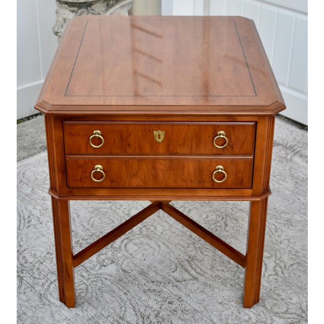 Vintage (1990's) Side/End Table has a Regency Style. Made by Drexel Furniture. The Wood is YewWood. The Table has One Wide...