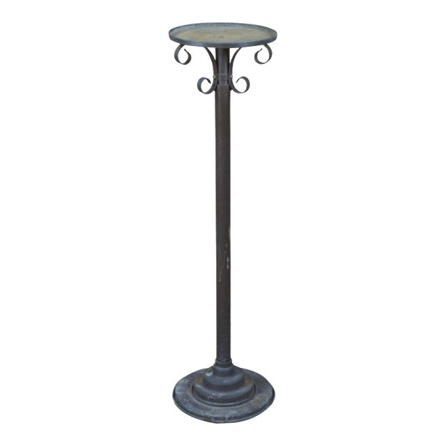 Industrial Telescoping Adjustable Iron & Brass Pedestal Stand Candle Holder 63" For Sale