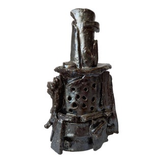 Exceptional Sculptural Ceramic Vase 'Samourai' For Sale