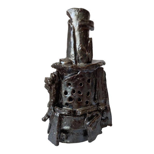 Exceptional Sculptural Ceramic Vase 'Samourai' For Sale