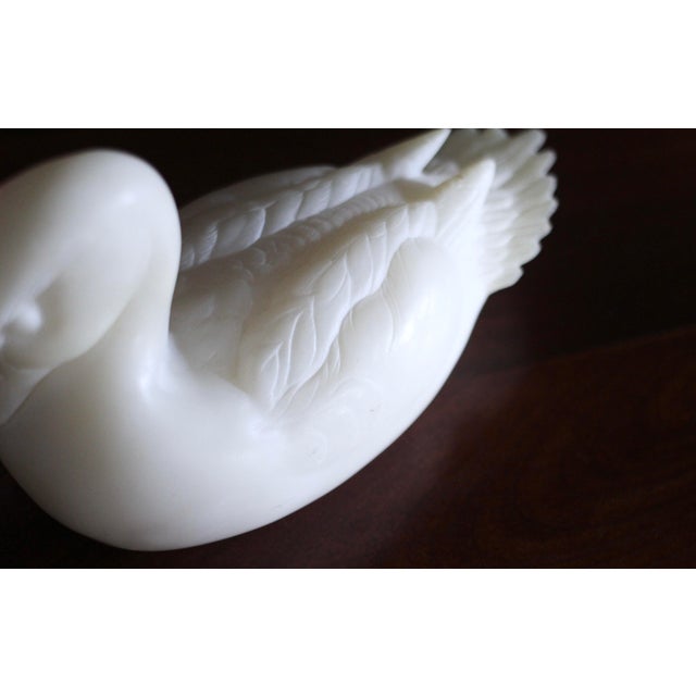 1970s Alabaster Duck Statue With Excellent Detail For Sale - Image 4 of 10