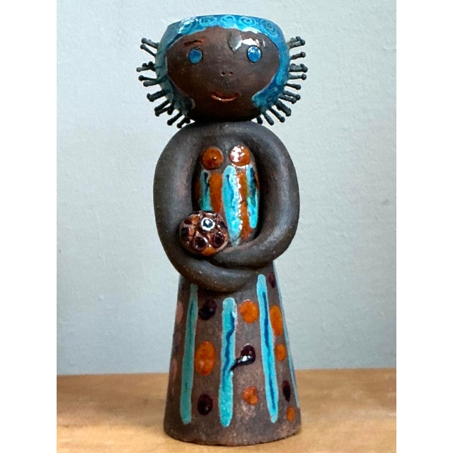 Vintage Hand Painted Ceramic Figurine Candlestick For Sale - Image 12 of 12