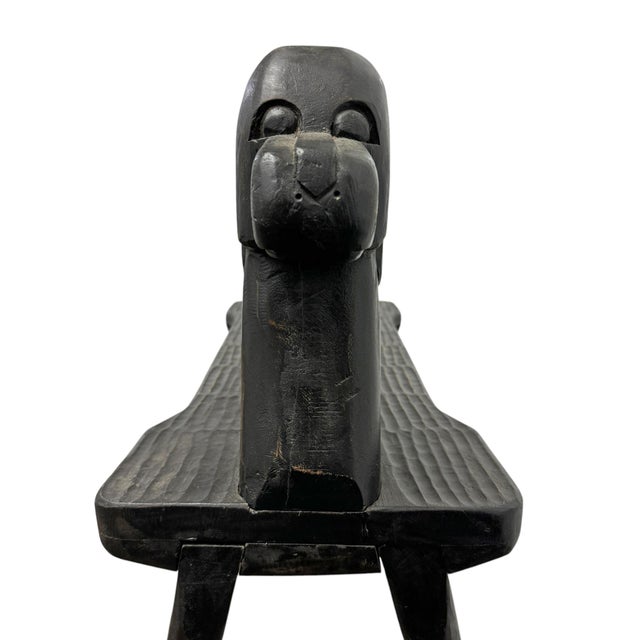 Wood Hand Carved Dog Bench by Stephen Huneck For Sale - Image 7 of 12