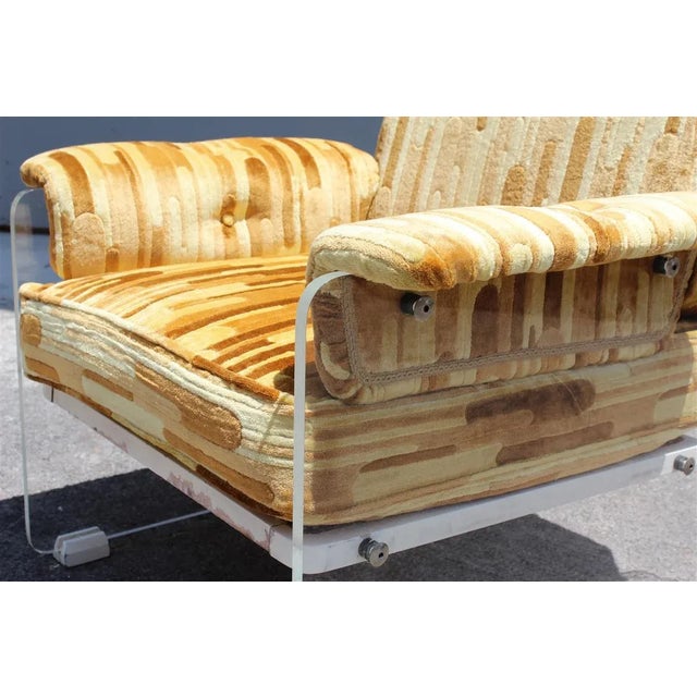 Italian Geometric Velvet and Acrylic Glass Lounge Chair, 1960s For Sale - Image 10 of 12