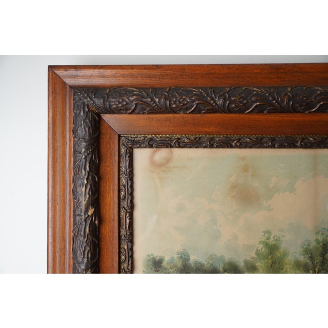 Late 19th Century Antique Victorian Print of Tranquil Riverside Scene Signed S. A. Mullholland Dated 1897 For Sale - Image 5 of 9