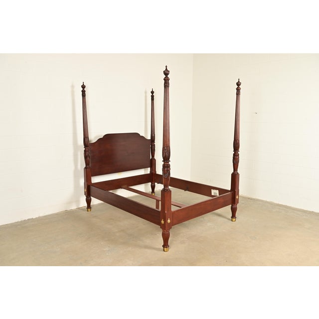English Baker Furniture Historic Charleston Georgian Carved Mahogany Queen Size Poster Bed For Sale - Image 3 of 10