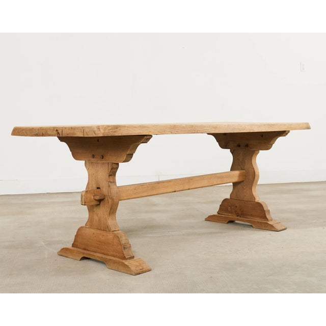 French Provincial Country French Bleached Oak Farmhouse Dining Table 6.5 Ft For Sale - Image 3 of 18