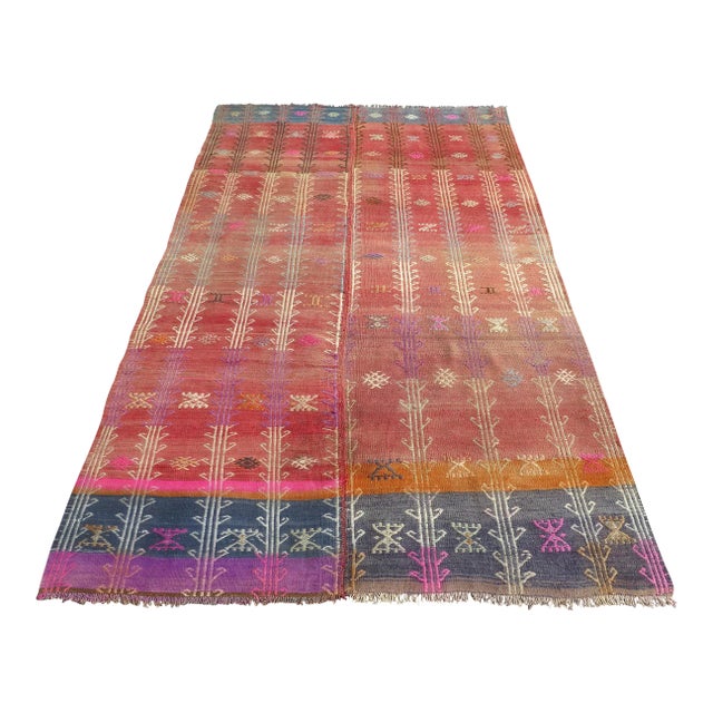 Mid 20th Century Vintage Turkish Handmade Kilim Area Rug For Sale