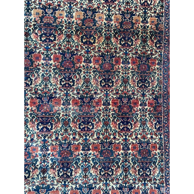 Very beautiful early 20th century floral design rug with beautiful natural colors, entirely and finely hand knotted with...