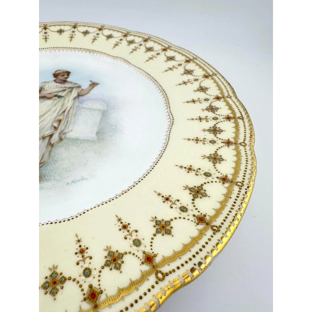 Exquisite 19th century Copeland Spode hand-painted cabinet plate, signed by artist S. Alcock. This fine porcelain plate...