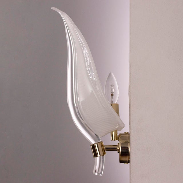 Metal Wall Lamps in White Murano Glass, Blown Glass with Golden Decorations, Italy, 1990s, Set of 2 For Sale - Image 7 of 13