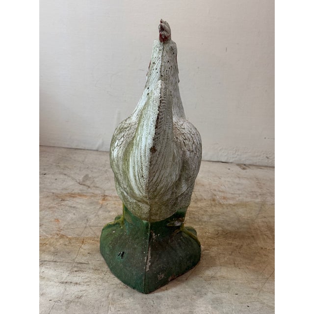 This charming antique French painted concrete rooster statue is a striking piece of vintage farmhouse décor. Crafted from...