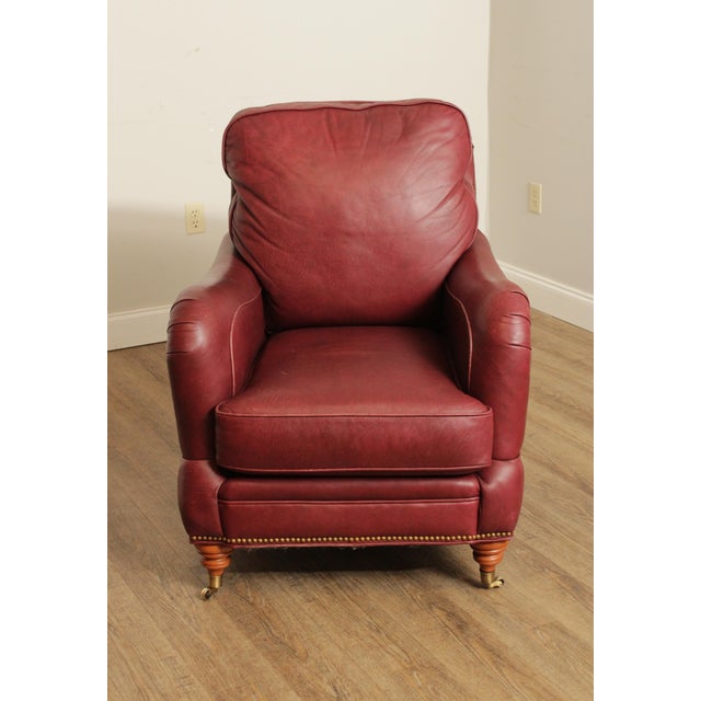 Leather Master Red Leather Lounge Chair and Ottoman A Pair Chairish