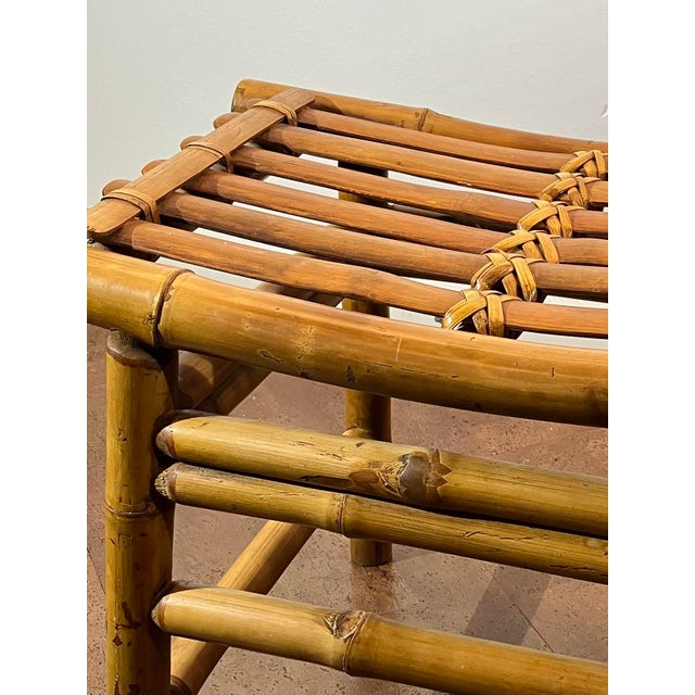 1950s Pair of Japanese Take-Zaiku Bamboo "Curule" Benches For Sale - Image 10 of 10