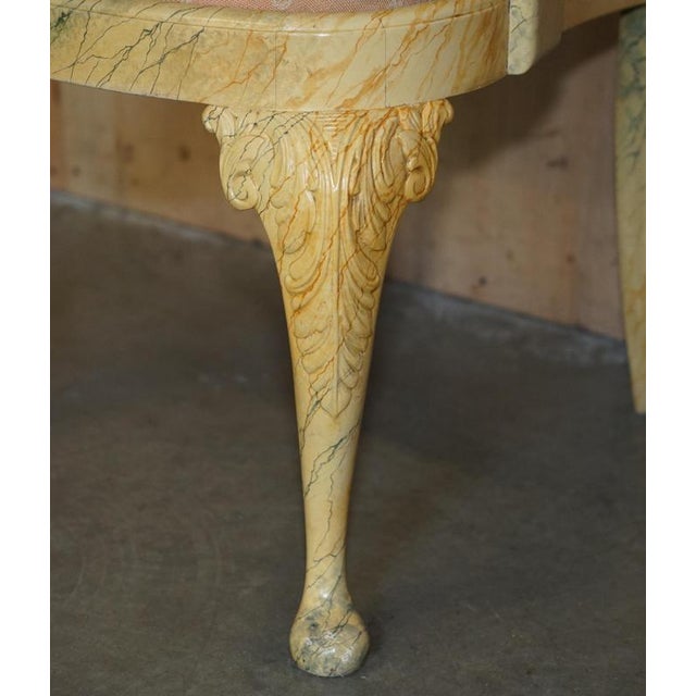 Antique Victorian Carved Walnut and Faux Marble Chairs, Set of 8 For Sale - Image 9 of 18