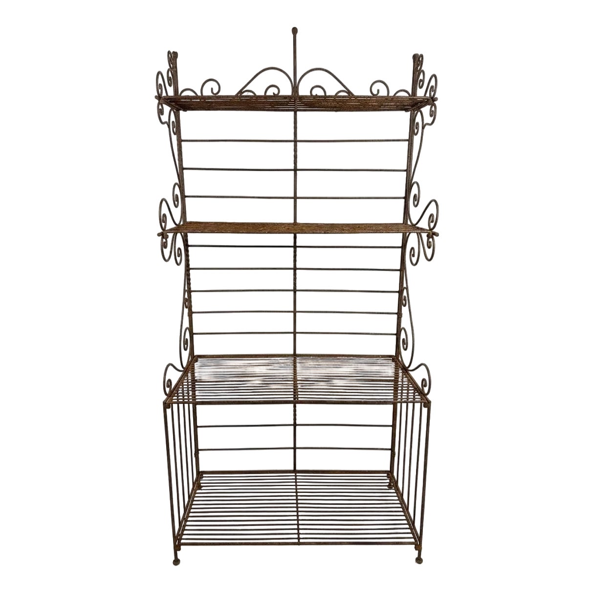 Vintage Rustic Wrought Iron 4 Shelf Bakers Rack | Chairish