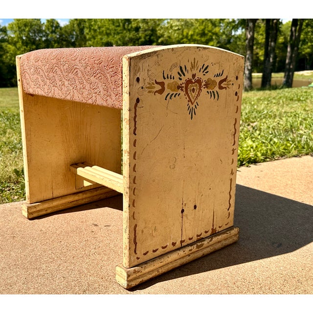 1940s Primitive Folk Art Peter Hunt Foot Stool Bench For Sale - Image 17 of 17