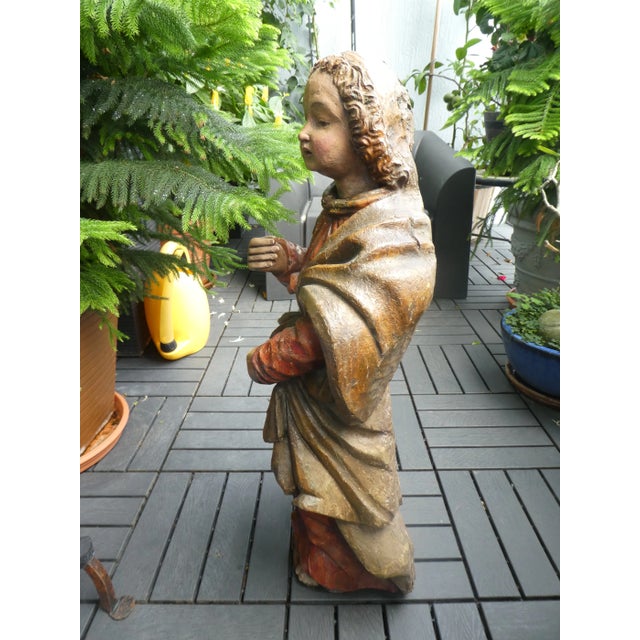 18th Century Spanish Hand Carved Polychromed Saint Statue For Sale - Image 4 of 13