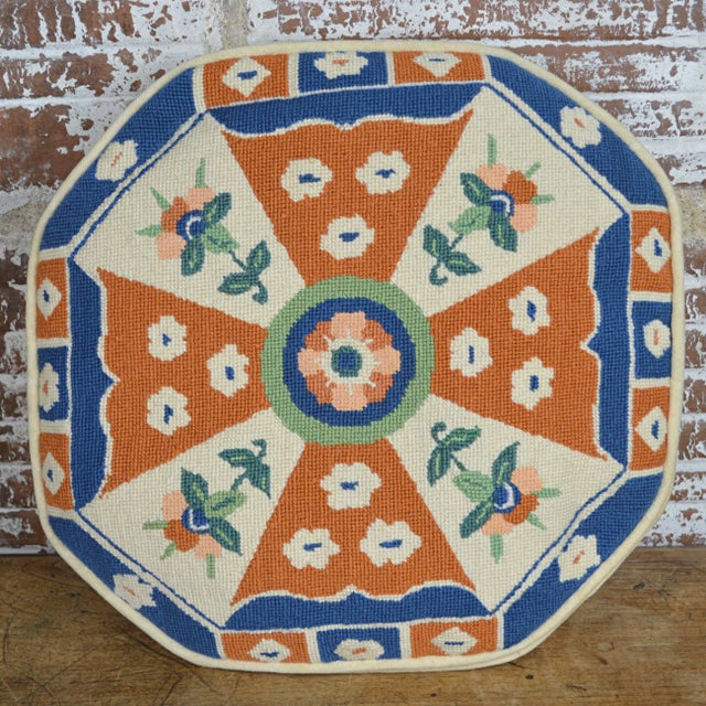 Vintage Geometric Floral Needlepoint Pillow Chairish