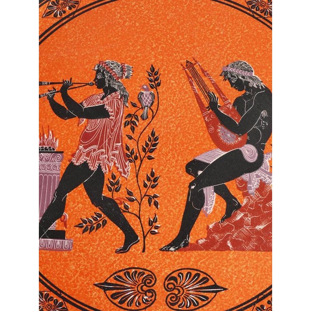 Large Greek Black-Figure Orange Terracotta Wall Plate with Classical Motif, 1970s For Sale - Image 9 of 18