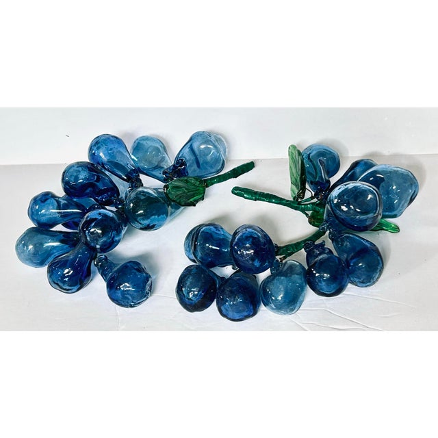 60s Italian Hand Blown Glass Blue Grapes, Pair For Sale In San Francisco - Image 6 of 6