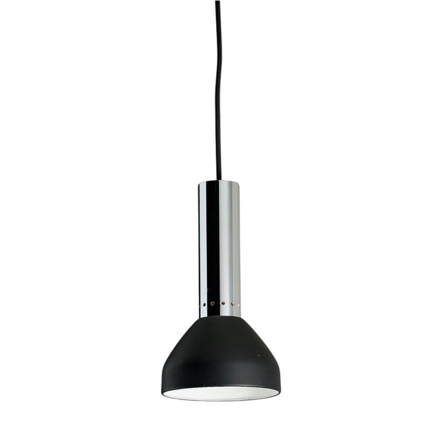 Mid-Century Modern Space Age Downlight Pendant in Chrome & Black, 1970s For Sale
