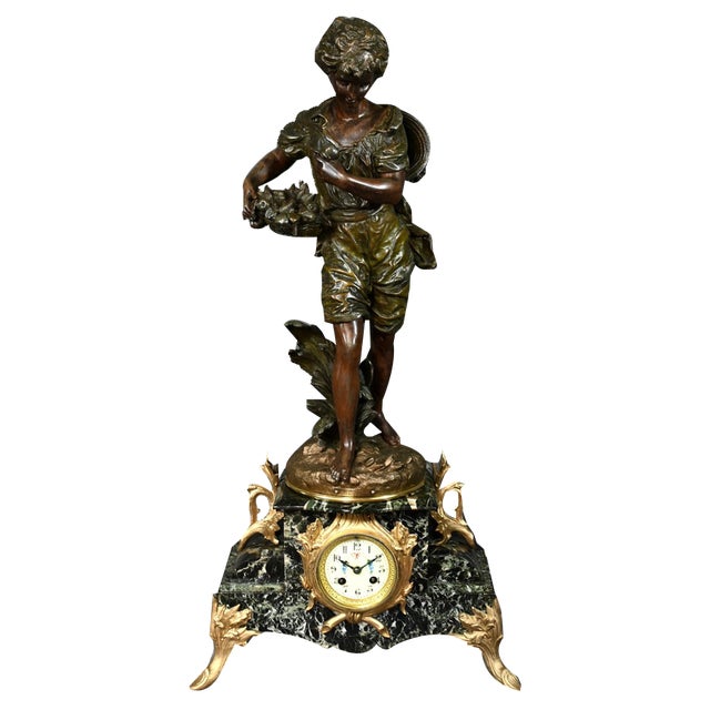 Pendulum in Regulate and Marble by A. Moreau, 1890s For Sale