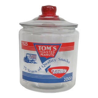 Toms Toasted Peanuts Lidded Glass Jar Extra Large 75th Anniversary Edition 4983b For Sale